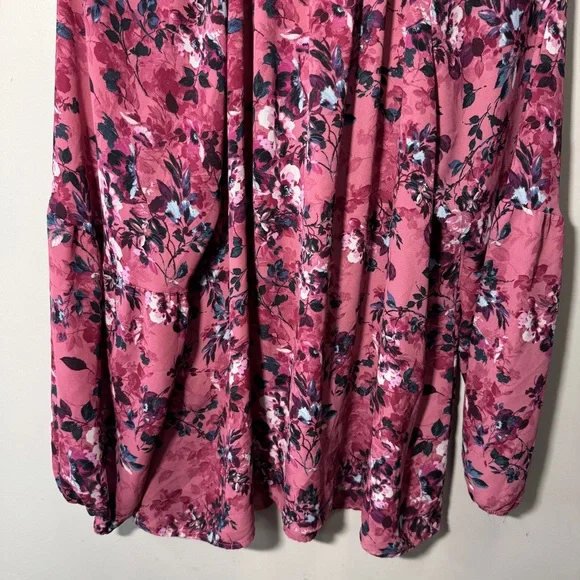 Torrid Georgette Floral Puff Sleeve Peasant Blouse 2X Pink - Picture 10 of 13